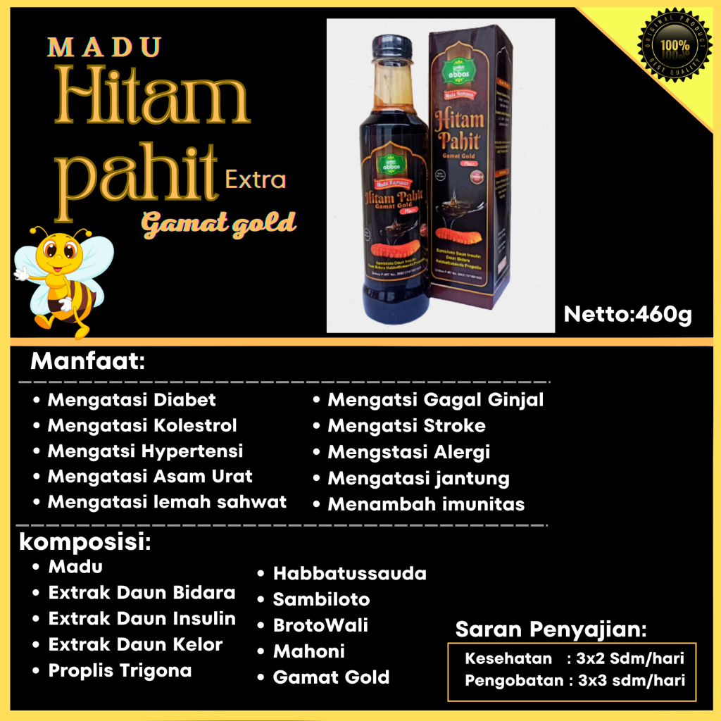 

Madu Hitam Pahit Asyifa plus gamat emas Original Diabetes Gula
