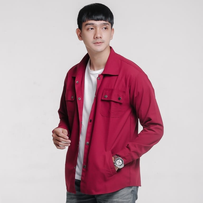 KEMEJA SEMI PARKA PRIA Bahan Canvas TR/Kemeja Pria/Hem Pria/Kemeja Polos