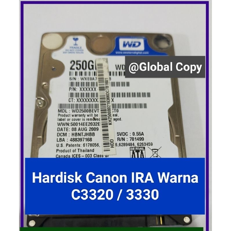 Hardisk mesin fotocopy Canon IR C3320 / C3325 / C3330 HDD Hard Disk Canon warna Full System