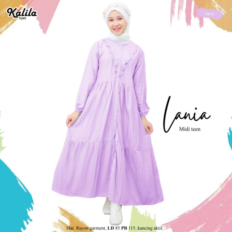 Lania midi teen midi dress gamis anak remaja tanggung