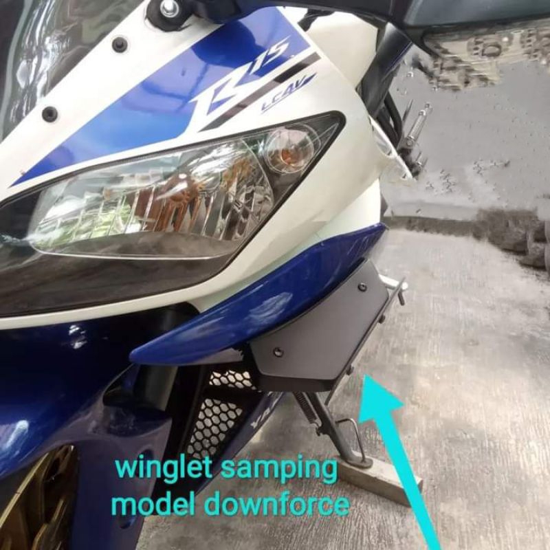 winglet samping r15v2 model downforce tersedis hitam dof hitam glossy karbon celub wtf