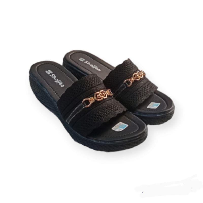 Sandal Slop Wedjes Rajut /Sandal wanita Terbaru