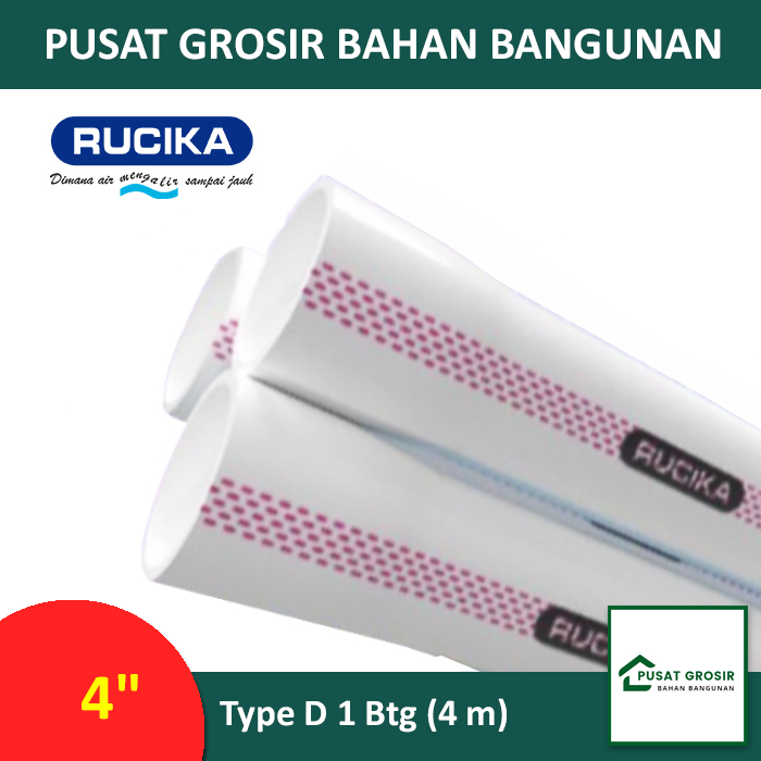 Pipa PVC 4" D Rucika Standard Pipa Wavin 4Inch D Per Batang (4m)