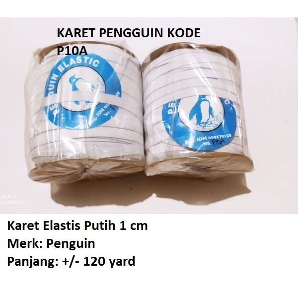 karet elastis 1cm penguin putih per roll - KARET PENGUIN P10A