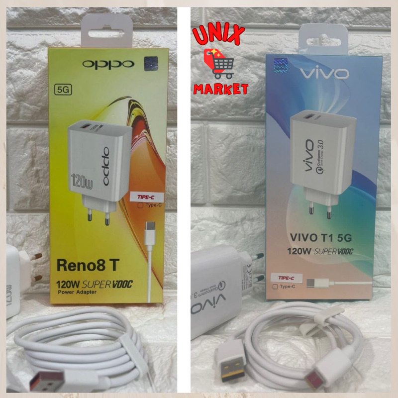 Charger Vivo Oppo / Vivo T1 5G 120W / OPPO RENO8 T 5G Support Fast Charging Original