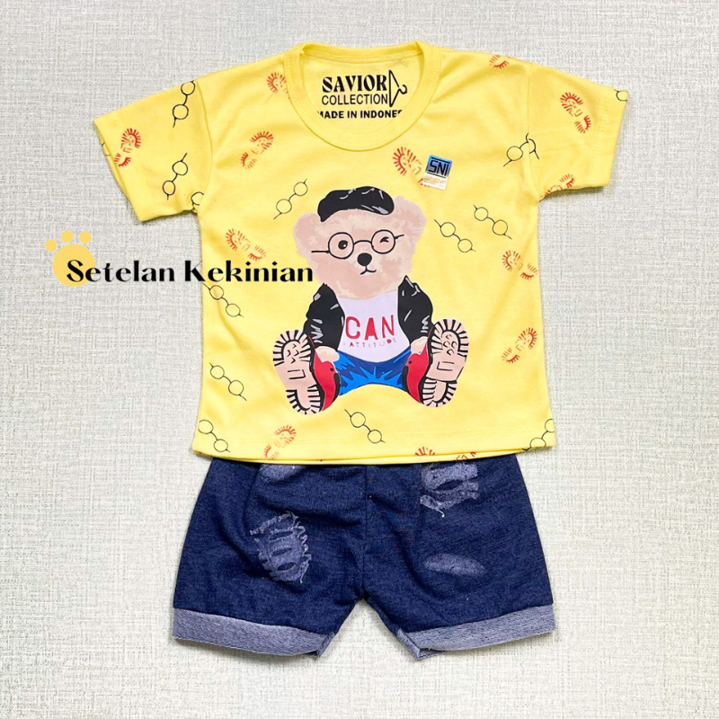 [SK] Set Baju Anak Laki Laki 0-12bulan Ecer Kasual Setelan Anak Harga Grosir Baby Boss Mini 3bln-12bln Set Baby Boy Murah Beruang Adem