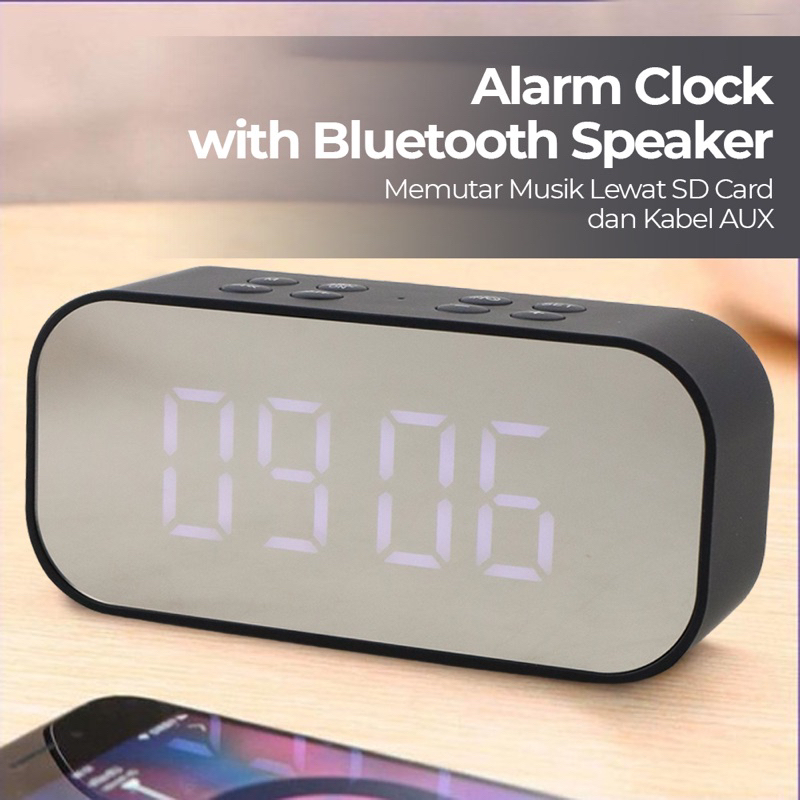 Jam Alarm LED dengan Bluetooth Speaker Stereo Sound Dual fungsi