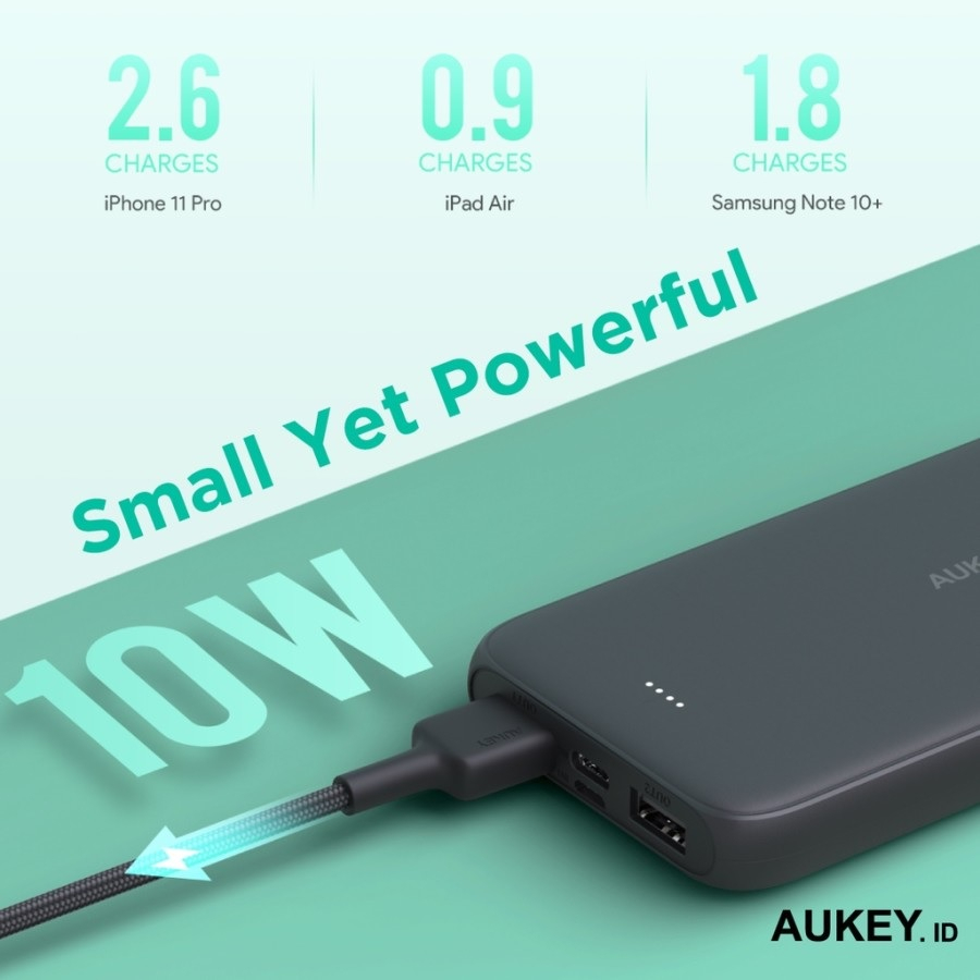 AUKEY PB-N99 - BASIX SLIM II Series - 10000mAh Ultra-Thin Powerbank - Garansi Distributor Resmi 24 Bulan