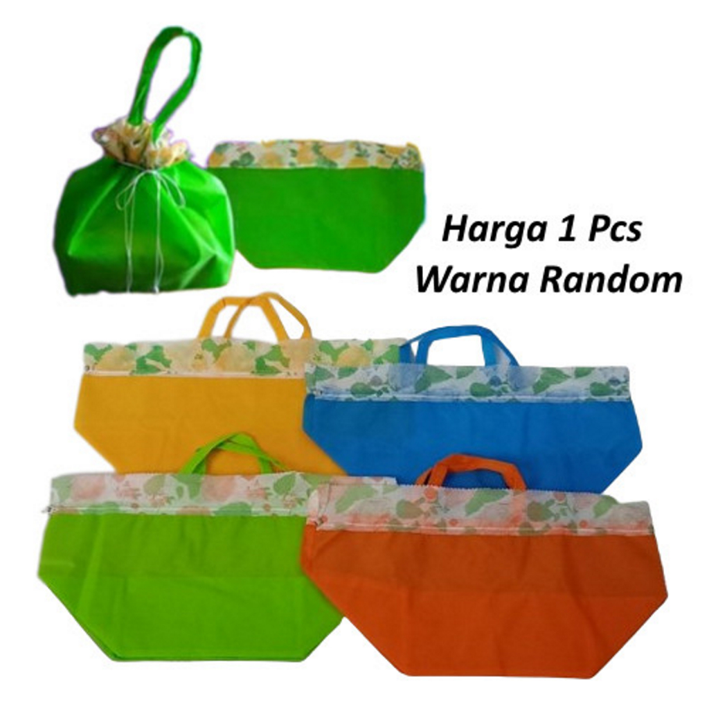 Tas Hajatan Serut 22 Cm Motif Warna Bunga Goodie Bag Serut Polos Bunga