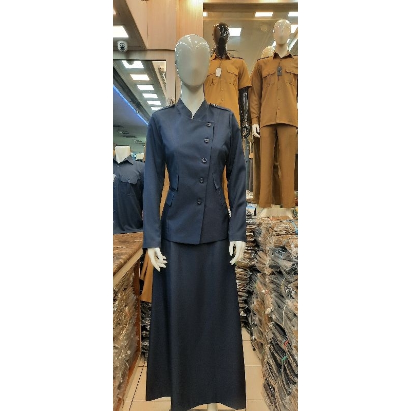 Seragam guru seragam kerja navy Setelan rok A