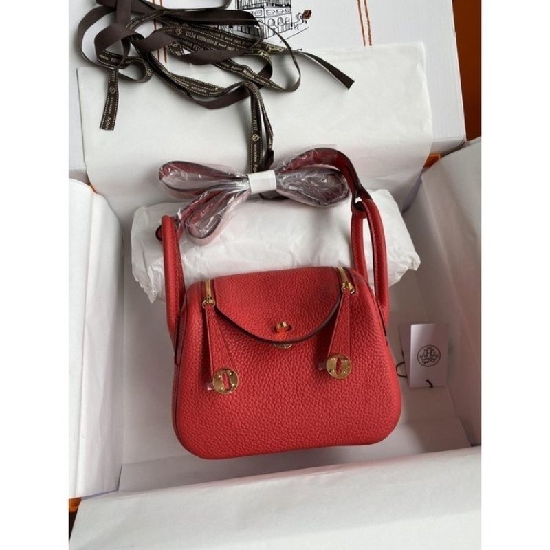 TAS 20879HERMES Lindy Togo Premium Warna Merah. Tas Selempang & Bahu Wanita Import