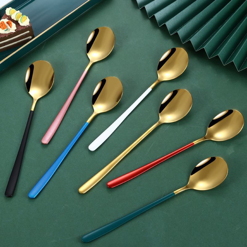 Korea set Alat Makan Cantik Sendok garpu sumpit Stainless Tebal  Gold steel silver  Emas Mewah