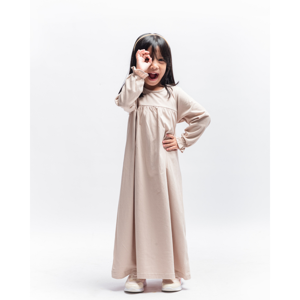 Bajubaja Kirana dress junior / dress anak panjang baju perempuan material cotton combat 24s