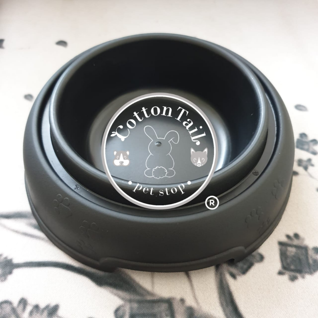 Tempat Makan Minum SINGLE BLACK Motif PAW Anti Semut Hewan Peliharaan - Tempat Makan Anjing Kucing