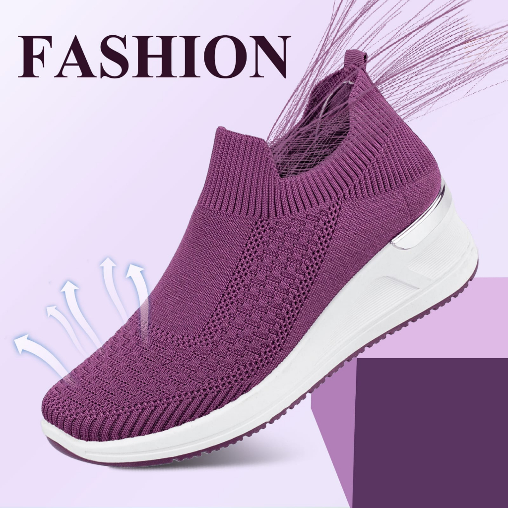 Sepatu Sneakers Wanita Model Tinggi Sport Casual Model Terbaru Slip On TG8850