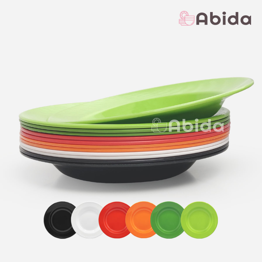 Abida 1 Lusin Piring Melamin 10 inch - Piring Makan Lusinan - Grosir Piring Melamin - Piring Lusinan