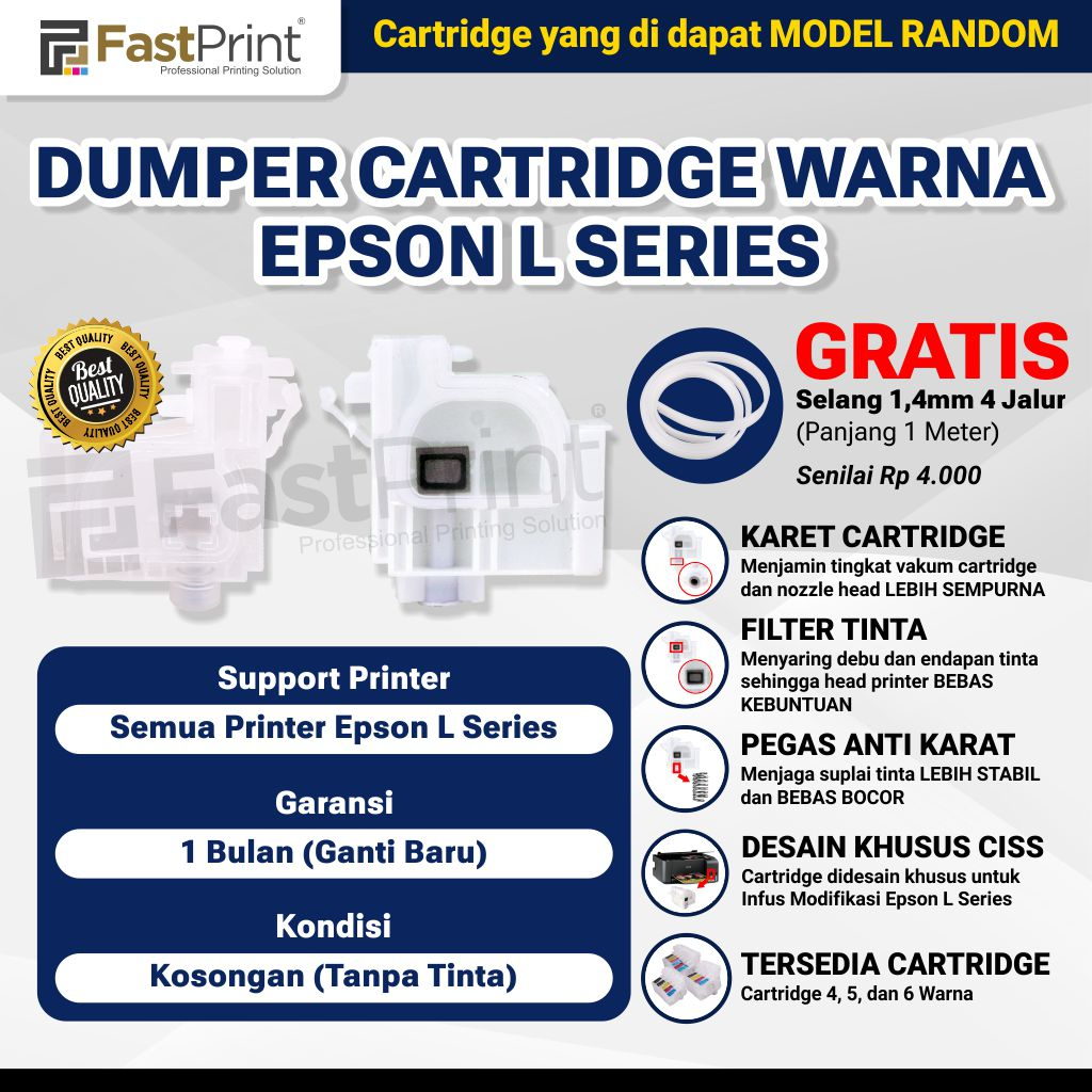 Damper Dumper Cartridge CISS Epson L Series 1 Warna L100 L110 L120 L210 L220 L300 L310 L360