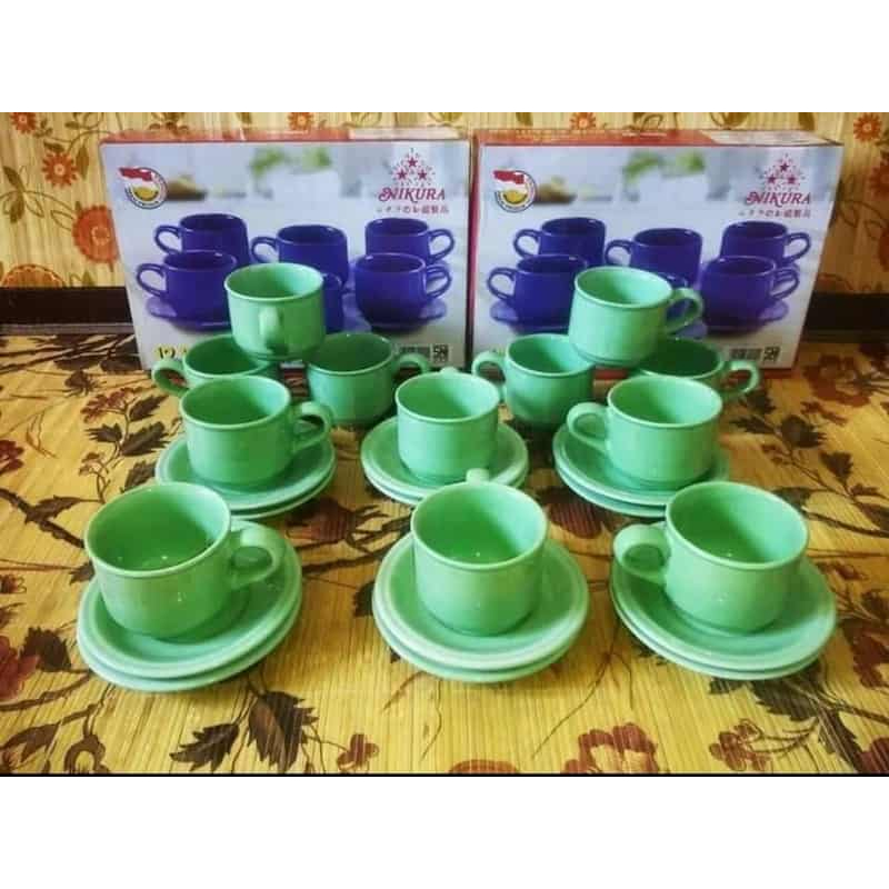 DM - Nikura Cangkir Set Keramik 12 Pcs Langit | Cangkir Gelas Mug Kopi Teh Keramik Ceramic Set 6 pcs