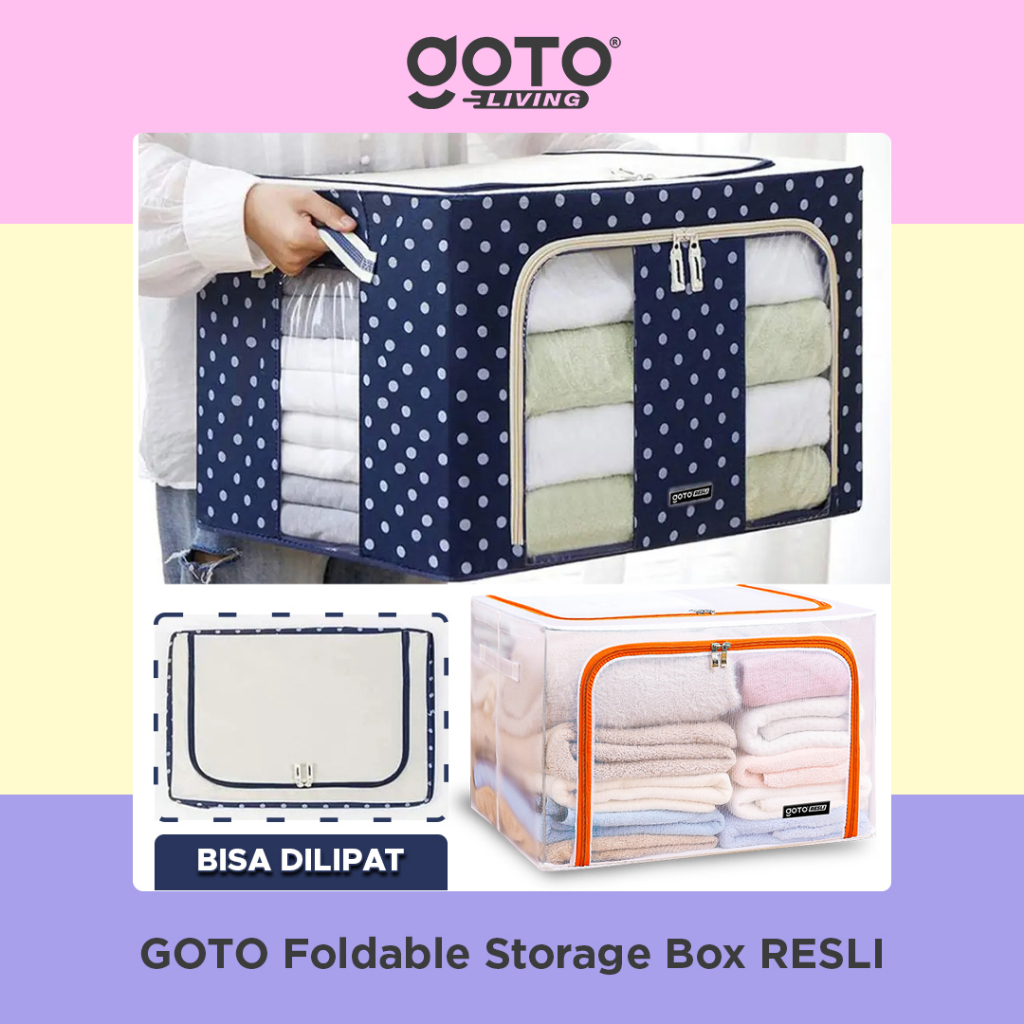 Goto Resli Storage Box 66L Double Zipper Frame Baja Large Besar Multifungsi