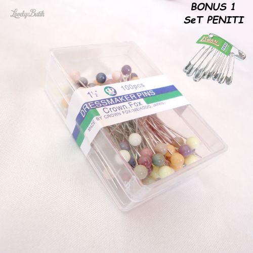 Jarum Pentul HIjab Stainless Premium Crown Fox Warna Warni Murah Bonus 1 Set Peniti - Lovelybutik