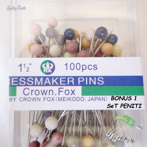 Jarum Pentul HIjab Stainless Premium Crown Fox Warna Warni Murah Bonus 1 Set Peniti - Lovelybutik