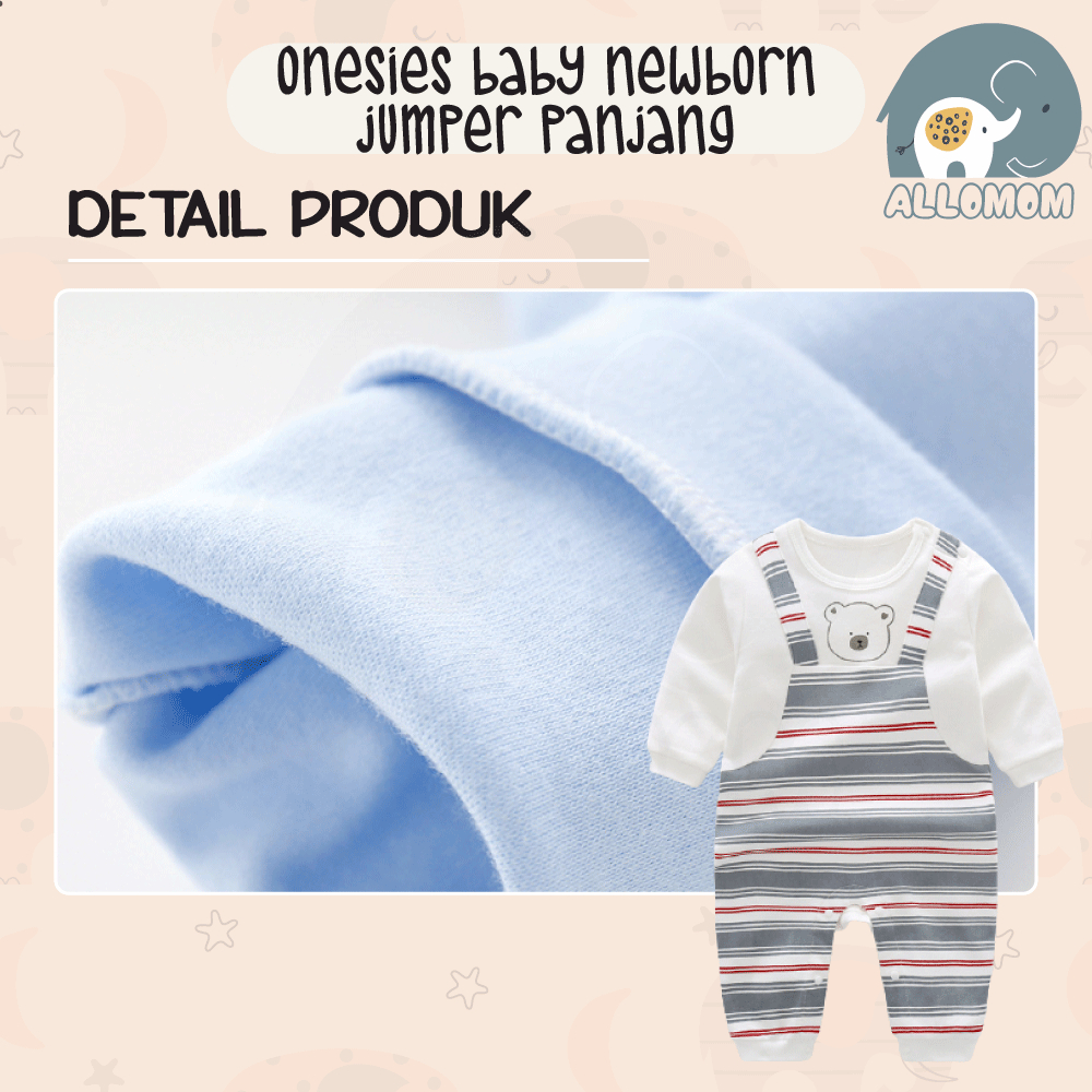 JUMPER PANJANG BAYI / JUMPSUIT BABY MATERIAL KATUN / BAJU BAYI COWOK CEWEK MOTIF LUCU