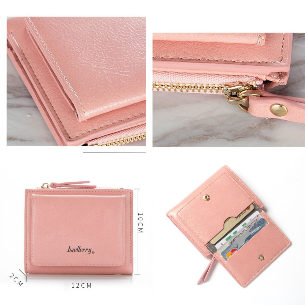 DOMPET LIPAT WANITA KECIL BAELLERRY ORIGINAL MURAH KOREA CEWEK LUCU SLOT KARTU KULIT PINK BARBARA IMPORT UANG KOIN RESLETING BRANDED PREMIUM MINI REMAJA KEKINIAN SIMPLE WA677P3