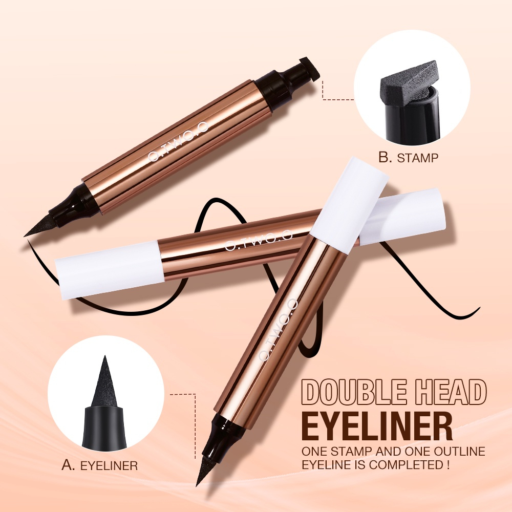 READY O.TWO.O Stamp Eyeliner Black Double Head Waterproof Eyeliner Pencil Eye Makeup | Eyeliner Stamp