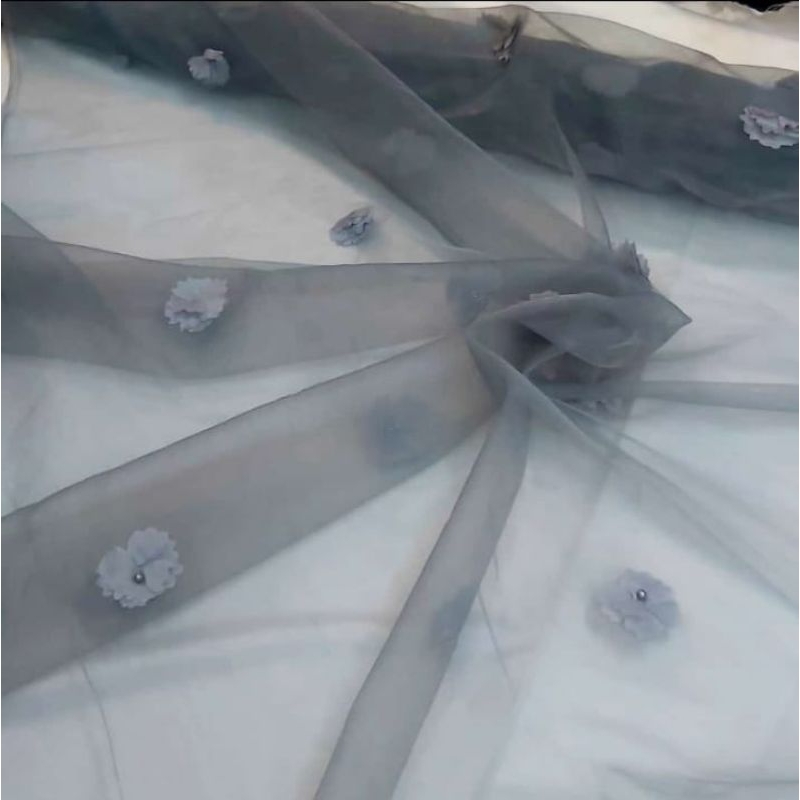 kain organza bunga timbul/bahan brokat Kebaya pesta wisuda/brukat wedding/tille bordir