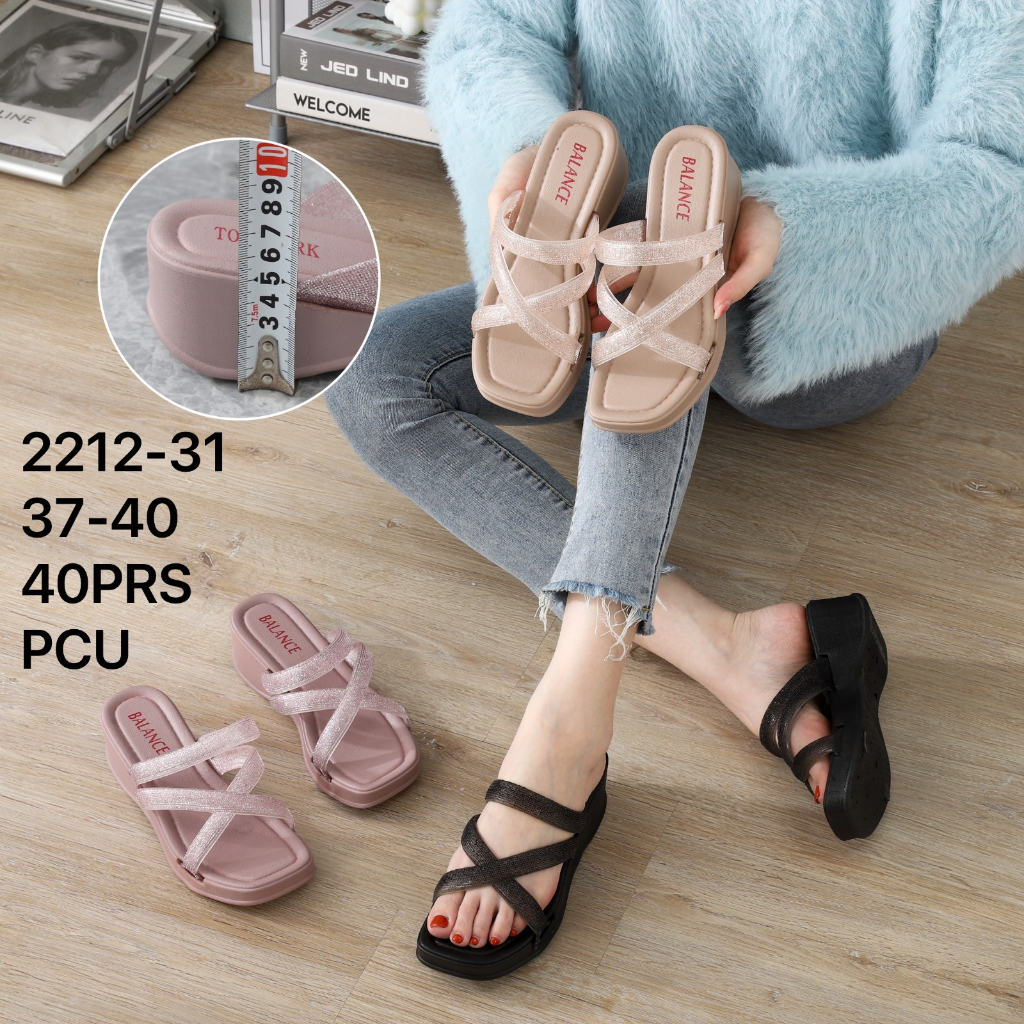 Sandal Wedges Silang Wanita Import