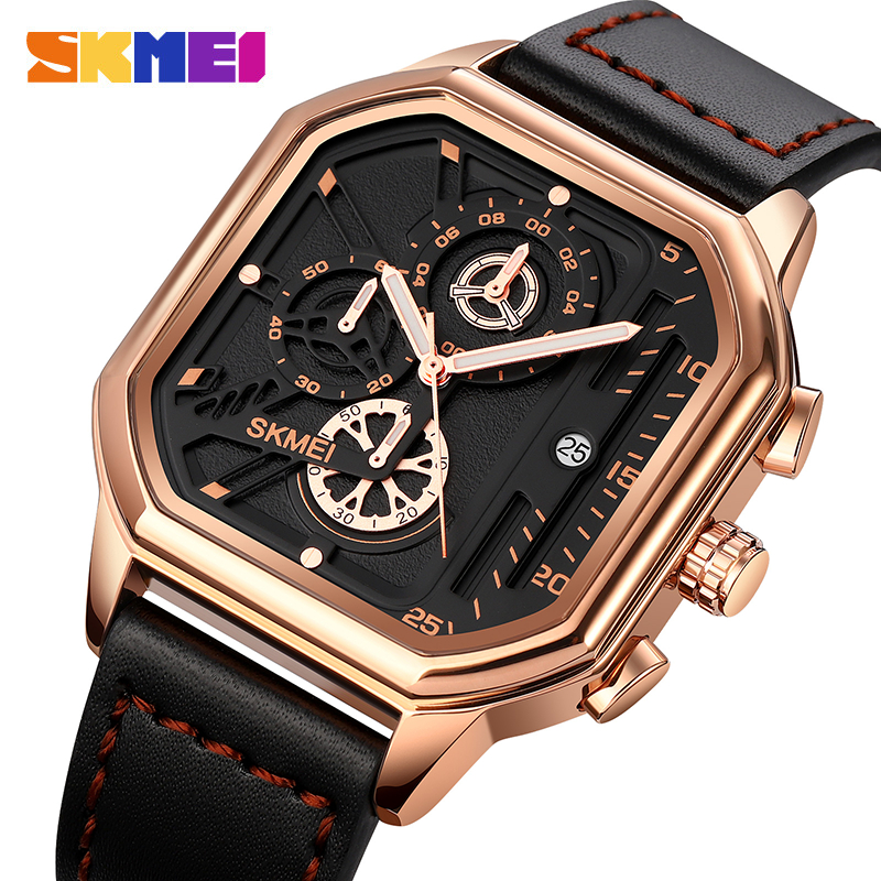 SKMEI 1963 Jam Tangan Pria Analog Chrono Tali PU Leather WATCHKITE WKOS