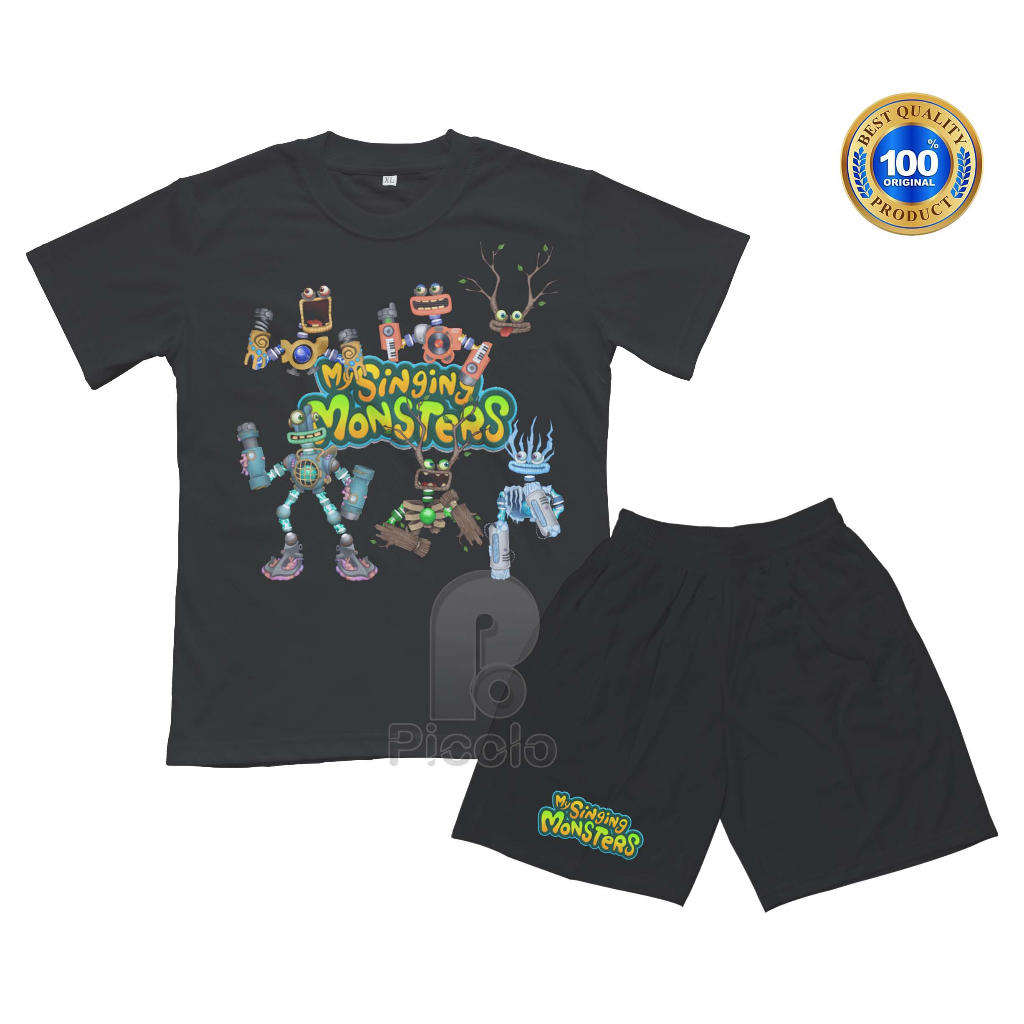 (FREE NAMA) SETELAN KAOS ANAK MOTIF MY SINGING MONSTER UNISEX Bahan COTTUN