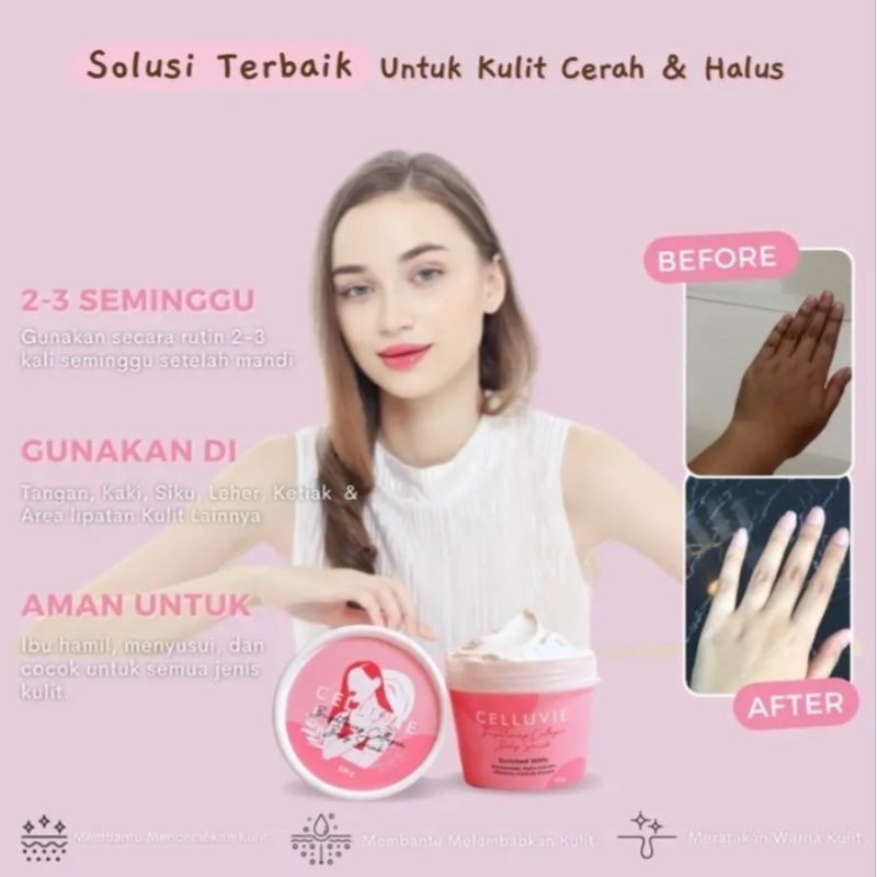 CELLUVIE BODY SCRUB PEMUTIH BADAN BRIGHTENING COLLAGEN