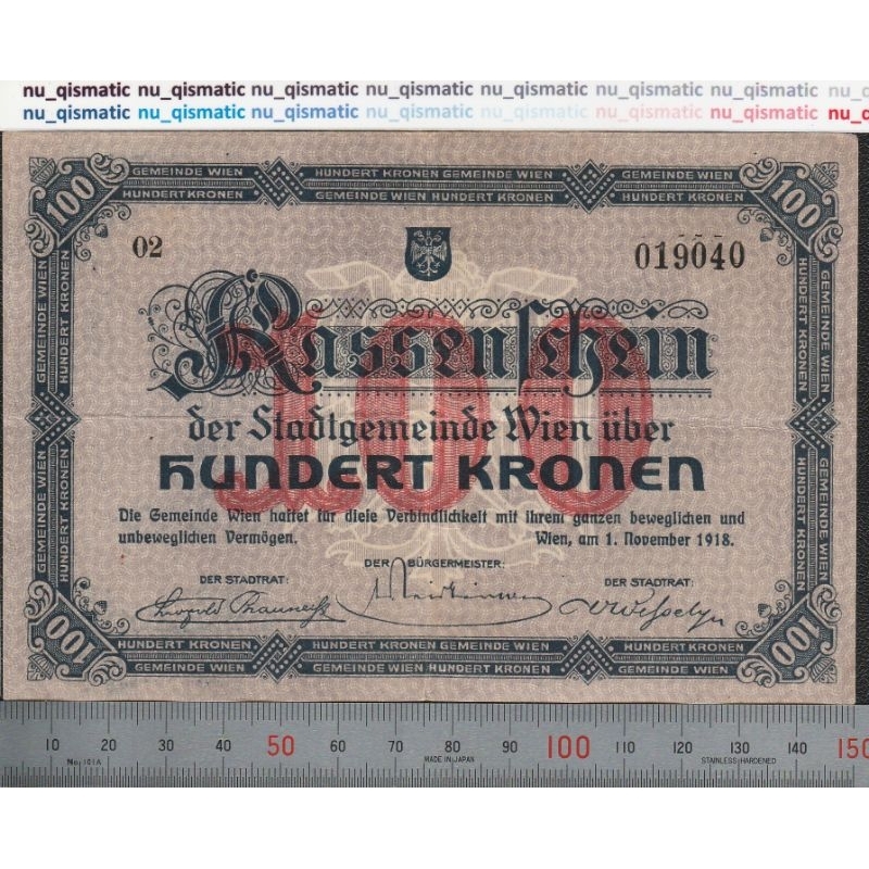 Uang 100 Kronen Austria 1918, Grade VF-XF, ud