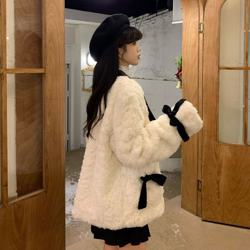 Fur coat winter kawaii mantel bulu jacket wanita jaket cewek fashionable korean style import hangat musim dingin big size