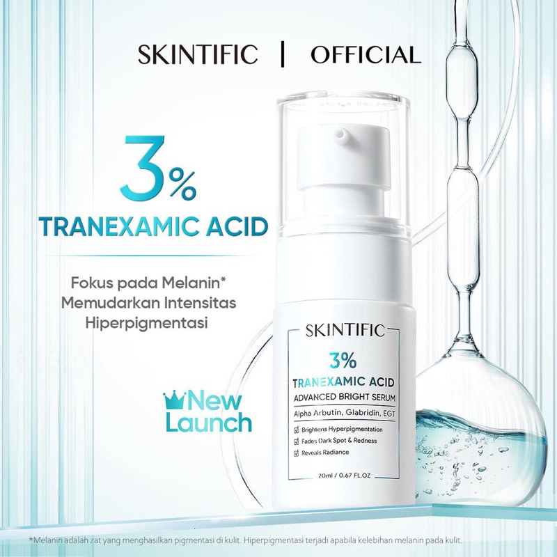 SKINTIFIC 3% Tranexamic Acid Advanced Bright Serum | 4D Hyaluronic Acid Hydrating | 5X Ceramide Skin Barrier Repair | 10% Niacinamide Brightening | 2% Salicylic Acid Anti Acne | Gentel-A Retinol Renewal Anti Aging | SYMWhite 377 Darkspot Eraser Serum