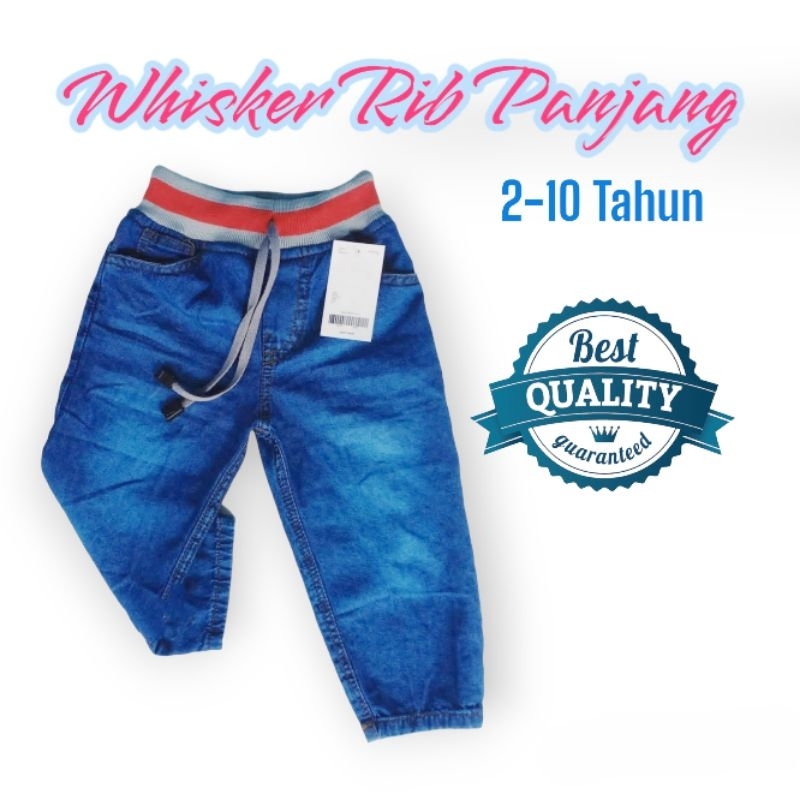 Celana Panjang Jeans Whisker Anak Laki Laki Cowok Jeans Rib Usia 1 2 3 4 5 6 7 8 9 10 Tahun