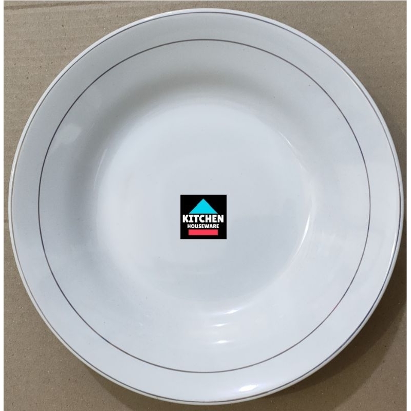 Piring Makan 9inch 1 Lusin Keramik List Emas Sun Bird