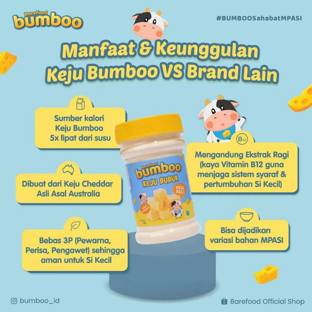 Barefood Bumboo Keju Bubuk Mpasi 75gr | Mpasi Bayi 8m+