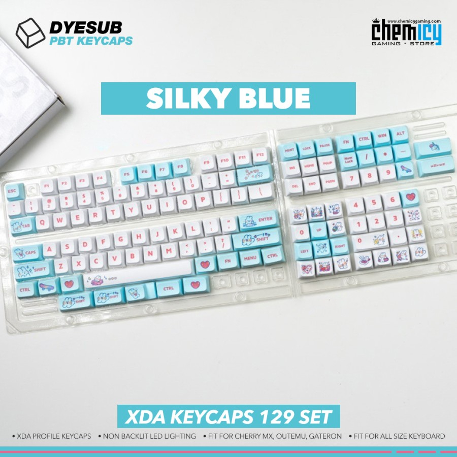 Keycaps Silky Blue PBT Dye-subs 129 Set XDA Profile