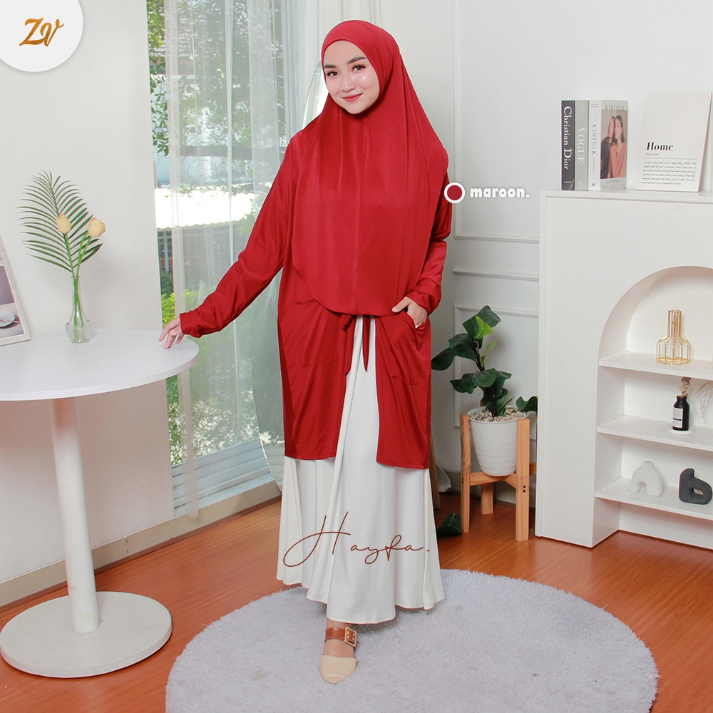 Hayfa Cardigan Hijab l Cardigan Simple plus Hijab Instan l Cardigan By Zaneva