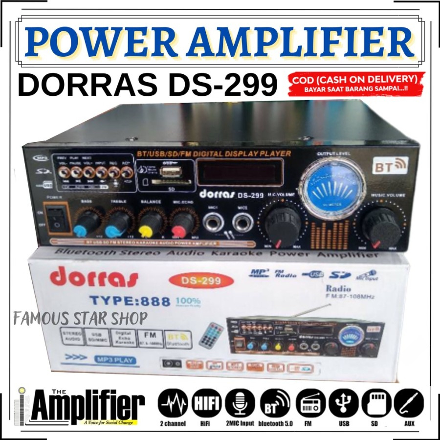 Power amplifier Dorras BT-299 - Amplifier Fleco BT 299 Ac dan DC - Ampli Bluetooth BT 299 fm dll