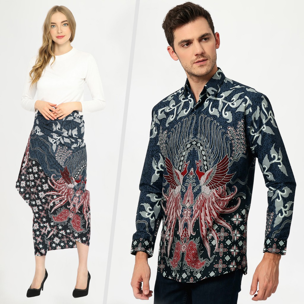 BATIK COUPLE KELUARGA  Alonso Kemeja Rok Lilit Istan Batik Pria Lengan Panjang Slimfit Premium Biru 722408 Cap 72 - Baju Kemeja Atasan Pakaian Batik Couple Cople Pria Cowok Laki Laki Remaja Keluarga Lengan Panjang Modern Slimfit Premium Kekinian