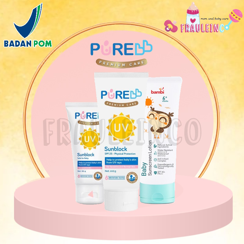 *FRAULEINCO* Pure Baby SUNBLOCK Krim Perlindungan Matahari Sun Block SPF25 SPF 25 Purebaby