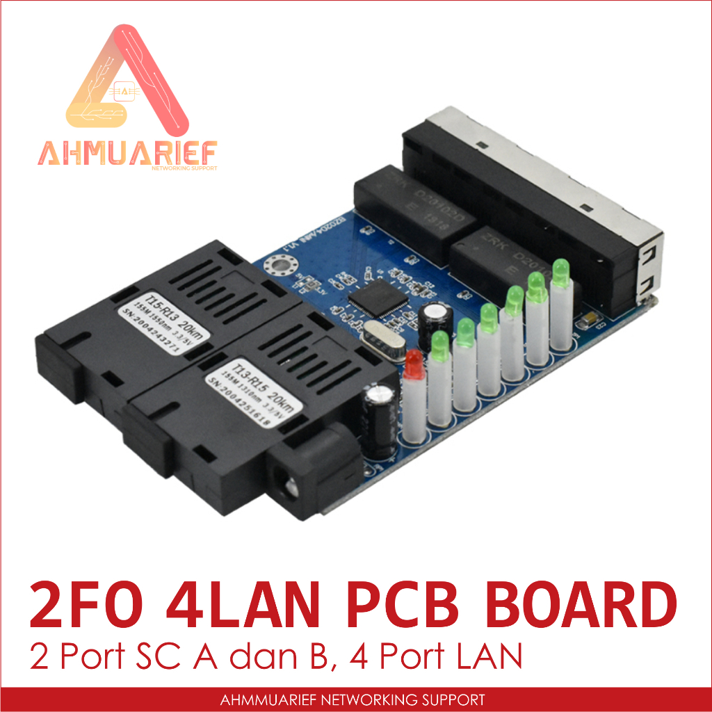 PCB Board Only Media Converter Fiber Switch 2 Port FO SC AB 4 Port LAN RJ45 2SC 4RJ45 Fiber Optik CM2F4E