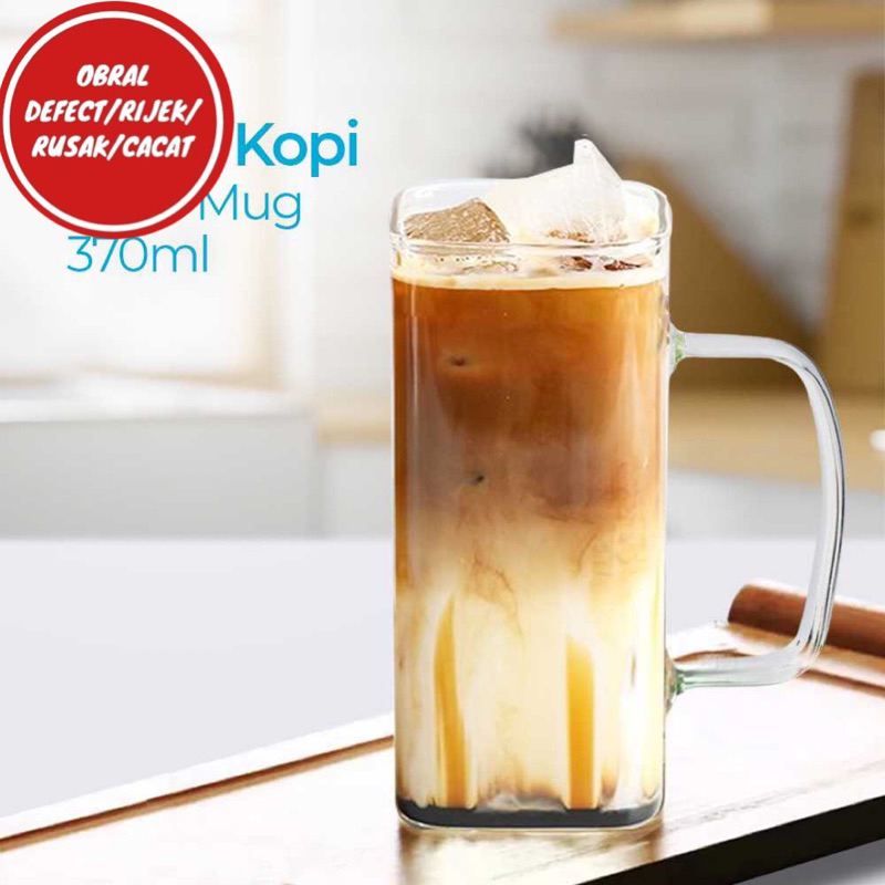 [OBRAL RIJEK] Gelas Cangkir Kopi Glass Coffee Mug 370 ml - CL001