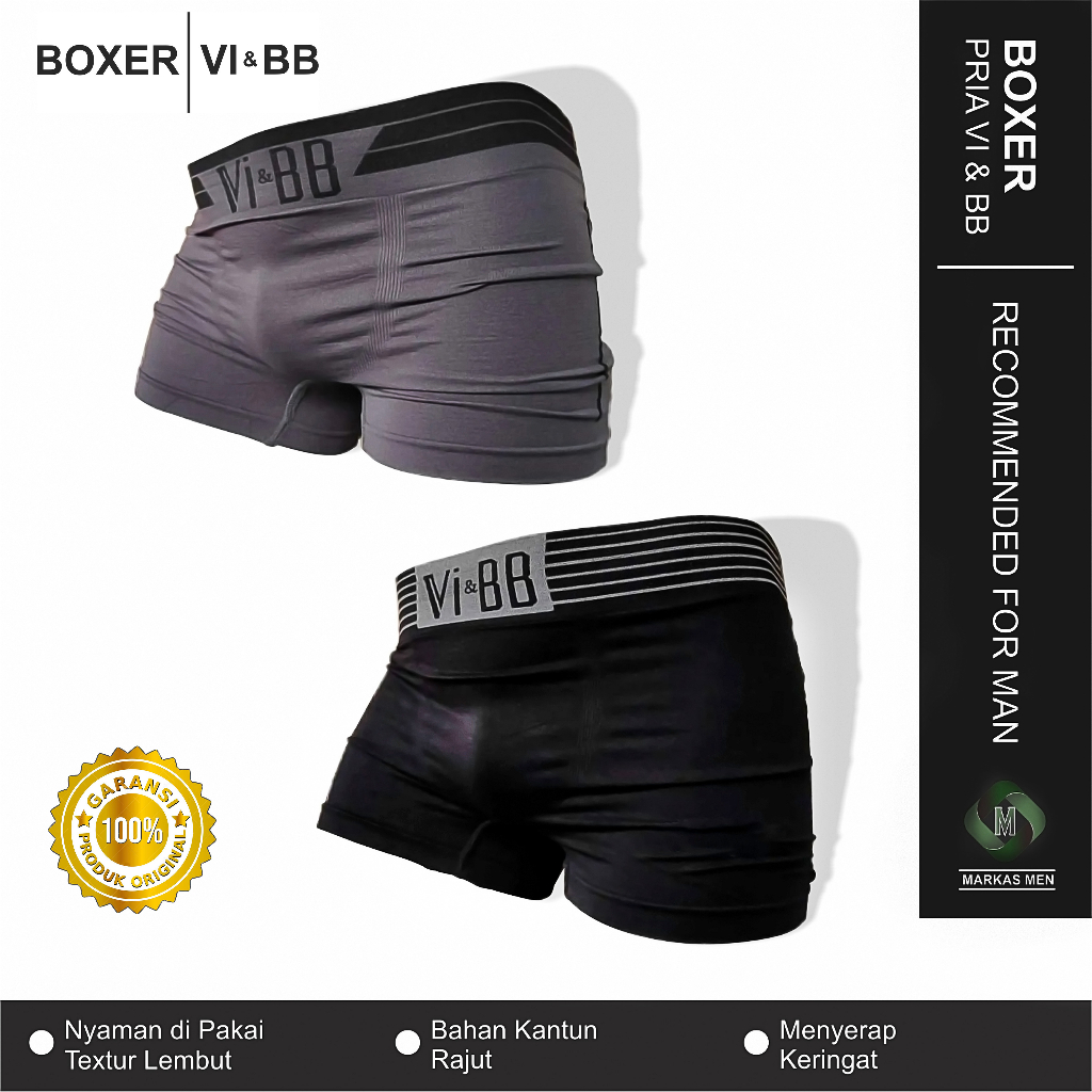 Celana Boxer Pria VI&BB Original Bahan Rajut Premium Berkualitas