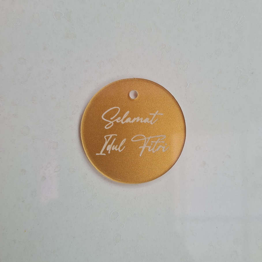 

Hang Tag Akrilik Selamat Idul Fitri Bulat Lebaran Hampers Gift Dekorasi Acrylic Gold Emas