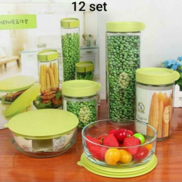 TOPLES KACA TEBAL SET MARINE 3 MANGKOK KACA PLUS 3 TOPLES KACA BAHAN KACA TEBAL