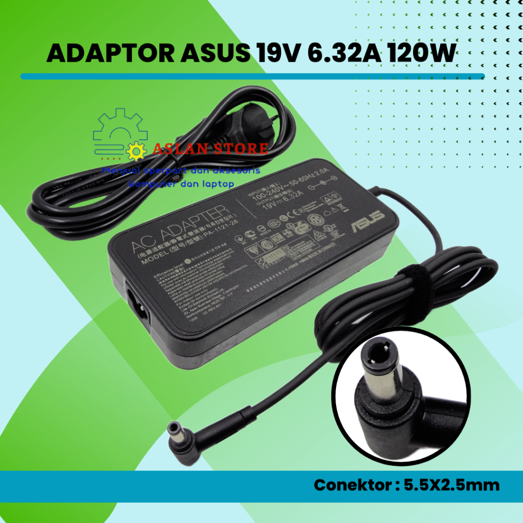 120W 19V 6.32A AC Power Adaptor Charger Laptop Asus ROG GL552JX GL551JM GL552V  Asus PA-1121-28 N750 N500 N53S G50 N5